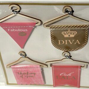 Embellishments for Paper Crafting Mini wood Hangers with Paper Banners